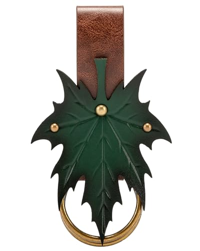 Image of MOSTORY Green Skirt Hikes for Medieval Costume Women, Leather Double Buckle Belts Skirt Buckle with Maple Leaf for Renaissance Dress Waistband Accessories Cosplay