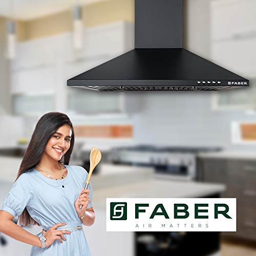 Image of Faber 60 cm 800 m /HR Pyramid Kitchen Chimney (HOOD CONICO PLUS BF BK 60, 2 Baffle Filters, Black)