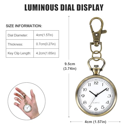 Image of Minimalist Ultra Thin Open Face Quartz Pocket Watch with Key Buckle Unisex Portable Unisex Pocket Watch