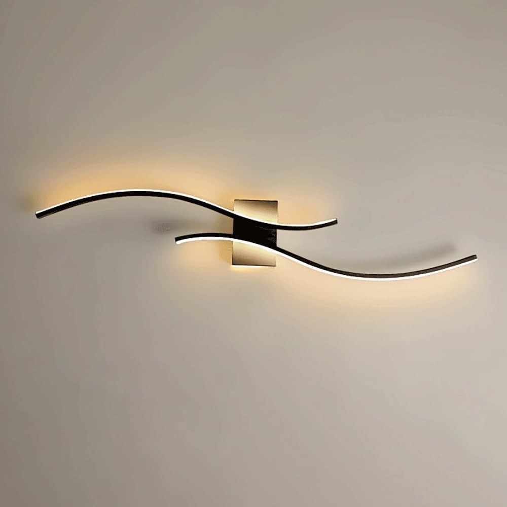 NHPJFDC Modern Black Linear Wall Light, Metal Strip Lamp with Silicone Shade, Bedside Sconce, Up & Down LED Lighting for Bedroom, Stylish Wall Fixture, Contemporary Design