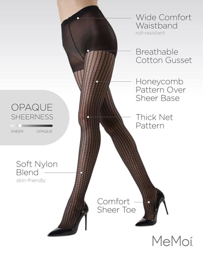MeMoi Miami Sheer Thick Net Honeycomb Tights3
