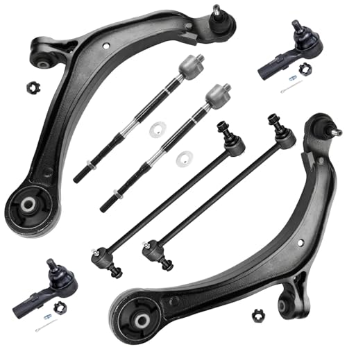 Image of Detroit Axle - 8pc Front End Suspension Kit for 2011-2017 Honda Odyssey 2 | Lower Control Arms with Ball Joints 4 Inner and Outer Tie Rod End Links 2 Sway Bar Links 2012 2013 2014 2015 2016 Replacement