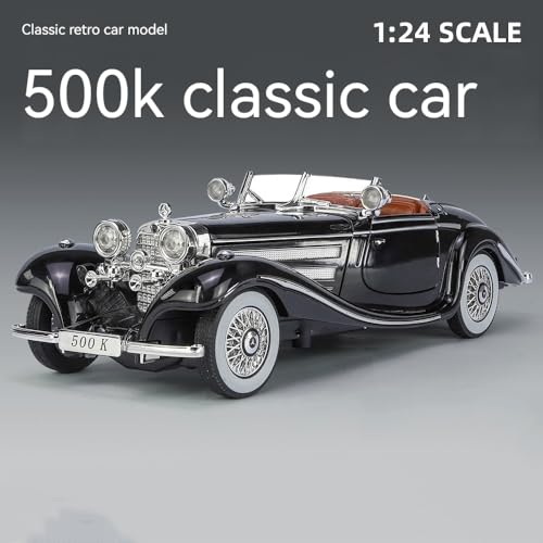 Image of 1:24 Vintage Toy Car Diecast Metal Car Vintage Model K500i for Kids Light Sound Pull Back Openable Door Toy