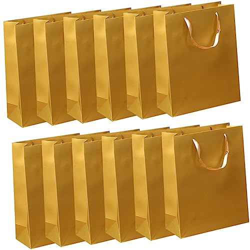 PACKOVE 12 Piezas Bolsas de embalaje de papel portátiles envoltura favor bolsas storage bags bolsas almacenaje bolsa de de ropa bolsa de de papel confiable papel kraft Golden