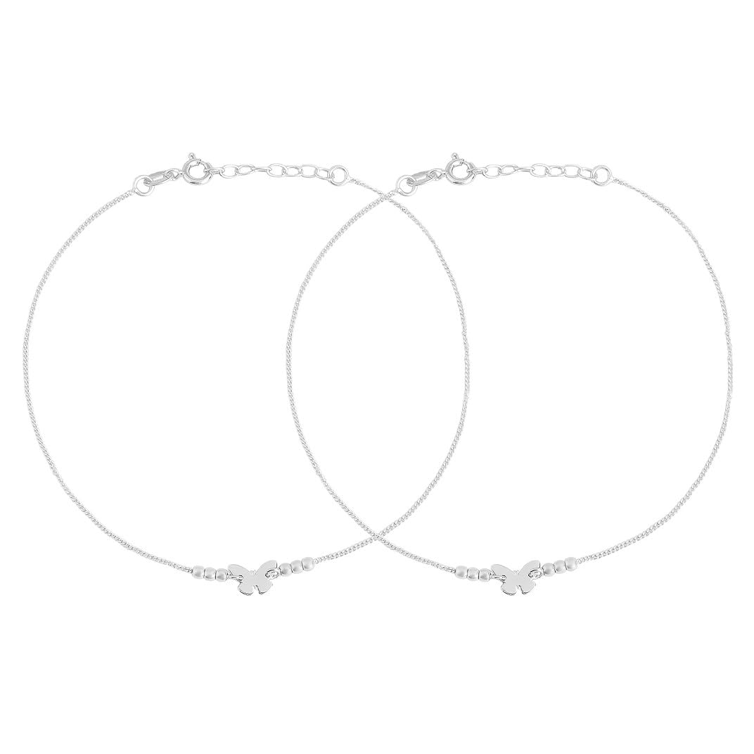 ZAVYA 925 Sterling Silver Designer Sleek Butterfly Chain Rhodium Plated Anklet (Pair) | Gift for Women & Girls | With Certificate of Authenticity & 925 Hallmark (B0BJ1VB248) Amazon Price History, Amazon Price Tracker