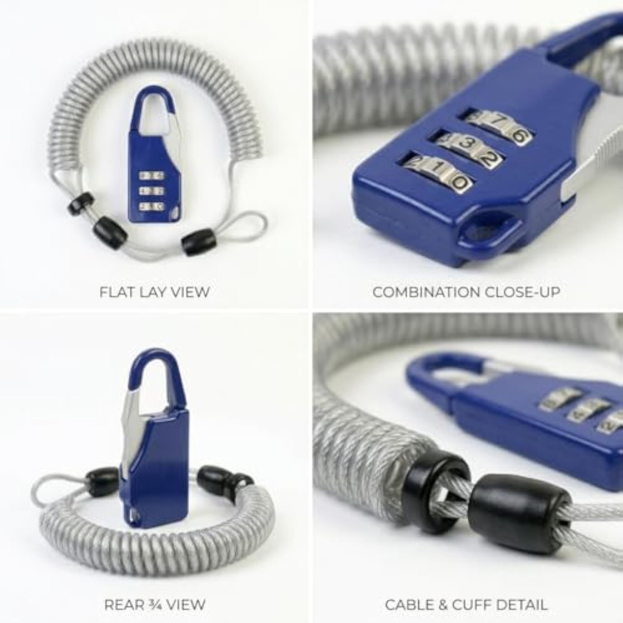 3 Digit Combination Cable Lock, Portable Security