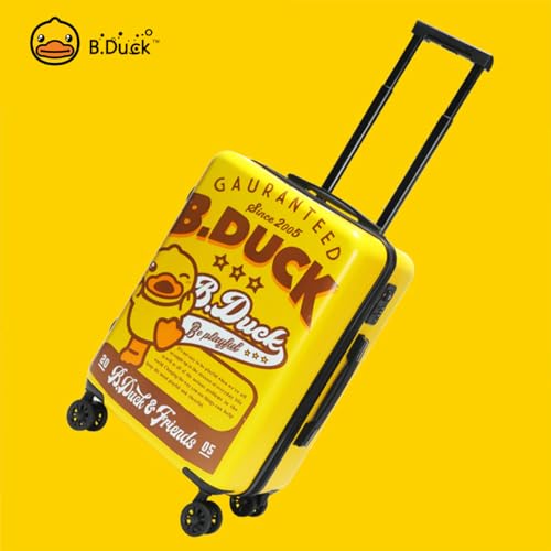 B.Duck Kids 20 Inchs Carry On Luggage Rolling Suitcase Toddler Cute Yellow Duck Suitcase Triple Layer PC Travel Trolley Small Suitcase with Wheels Boys Girls Holiday Essentials (Rectangular Luggage)3