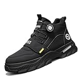 [VNEXT] バイクシューズ メンズ ライディングブーツ ライダーブーツ ハイカット バイク用 ライディングシューズ 厚底 大人用 オートバイカジュアルシューズ 滑り止め 耐磨耗性 バイク用品 (ブラック-1,25.0 cm)