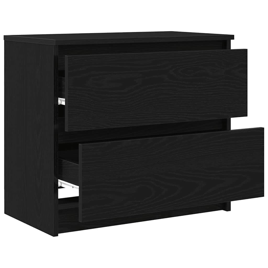 Szafka TV, czarna, materiał drewnopochodny, 60 x 35 x 54 cm, z 2 szufladami, miejscem do przechowywania i półką do salonu, sypialni, narożnik gamingowy i uchwyt soundbar