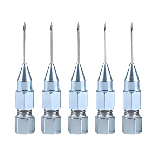 7 Stück Nadel-Zubehörset für Fettpressen 5 Fett Nadeldüse 1 Fettnadelspendern 1 Gumminippel Adapter Tragbare Fettpresse Abnehmbare Fettnippel Grease Needle für Beengte Räume Fettpresse Mundstück