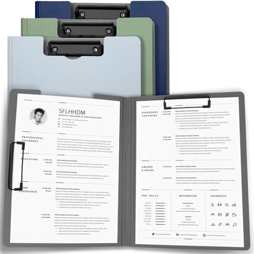 SFLHHDM クリップボード A4 バインダー 折りたたみ, 薄型 書類フォルダー, a4 クリップホルダー 発泡 2つ折り, オフィス文具, ファイル管理 便利, 両面 縦 横 筆記面ボード おしゃれ 会議パッド 文房具 書類保護, 家庭 オフィス 仕