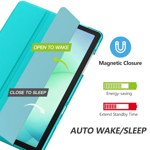 Image of MoKo for Samsung Galaxy Tab A11 Plus / A11+ Case 11 Inch 2026, Galaxy Tab A9 Plus / A9+ Case 11 Inch 2024, Slim Stand Hard PC Translucent Back Shell Smart Cover, Auto Wake /Sleep, Pagoda Blue
