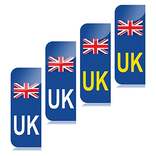 Lot de 4 autocollants pour plaque d'immatriculation britannique - En vinyle - Taille réglementaire - Pour voiture - Pour Brexit GB - Pas de soufflage - Pas de rayures Cover