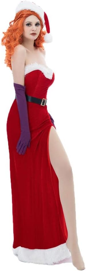 VEECOOCOS Women's Sexy Christmas Cosplay Costume Dress with Hat