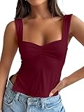 Trendy Queen Womens Going Out Crop Tops Backless Tank Tops Summer Y2k Teen Girls Basics Cute Clothes Burgundy S
