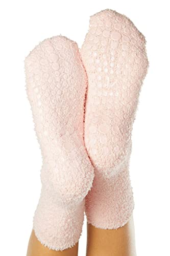 La Active Fuzzy Socks For Women & Men - 4 Pairs Of Warm, Cozy, Slipper Socks With Grips To Wear At Home - Pink/Grey/Blue/Black - L-Xl #TOP6