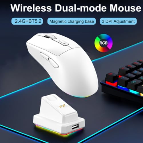 Ratón gaming inalámbrico con base de carga y doble modo Bluetooth 2.4G 6