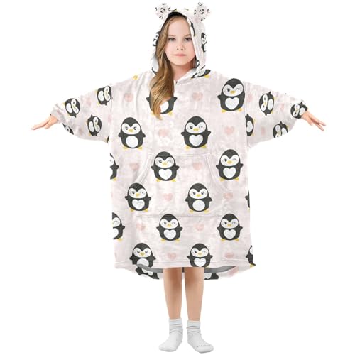 Couverture à capuche pingouin mignon pour les soirées lecture et détente fille