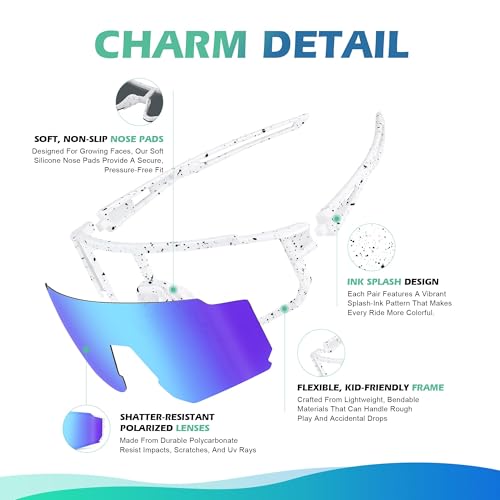 Image of Fanshen Kids Baseball Sunglasses for Boys Girls Ages 3-12, Sports Polarized Youth Baseball Softball Sunglasses UV Protection