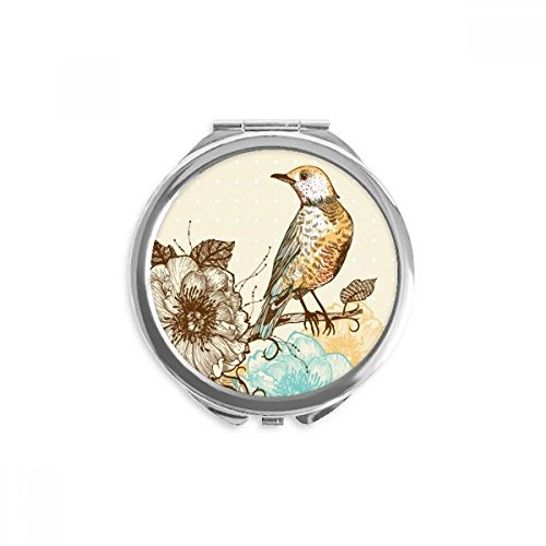 Miroir de poche oiseaux et fleurs colorés de format rond compact pour maquillage quotidien