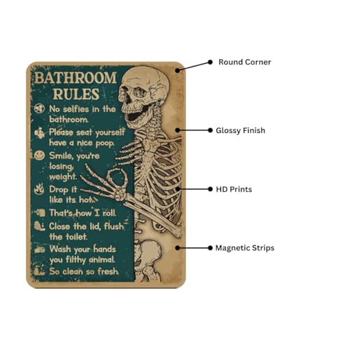 Image of Zesta Bathroom Decor Items Washroom Decor Tin Sign | Aesthetic Posters Wall Poster for Bedroom | Magnetic Cafe Decoration Items / Restaurant Decorations Items | Quirky Home Decor Bar Accent (Bathroom (4))