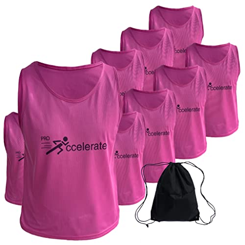 Pro Xccelerate Practice Jersey, Scrimmage Vest, Pinnies for Soccer, Basketball, Football, Hockey-12 Pack