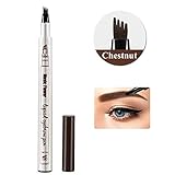 Elisabeh Waterproof Eyebrow Tattoo Pen,Long Lasting Smudge-Proof Natural Looking Ink Eyebrow Pencil with a Micro-Fork Tip Applicator and Stays on All Day(Chestnut)