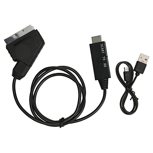 ANKROYU Convertidor SCART a HDMI, Adaptador 1080P con alimentación USB Plug and Play para TV Antigua, Reproductor de DVD, VCR, Material ABS, diseño Compacto