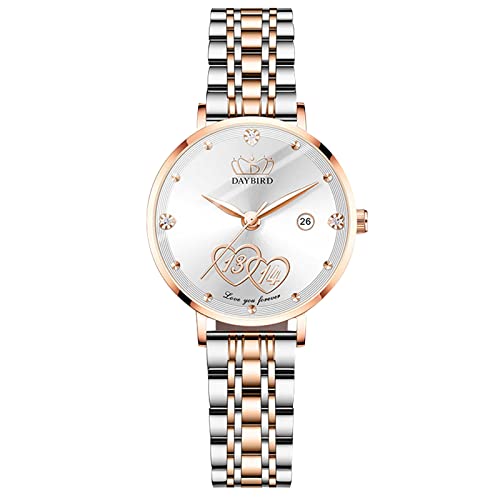 RORIOS Women Watches Waterproof Analogue Quartz Watch with Stainless Steel Strap Heart Diamond Wrist Watch Fashion Dress Watch for Ladies Girls -  AA-RP002