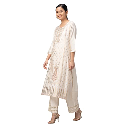 Image of Globus Women's Viscose Regular Fit Ethnic Motifs Printed Kurta