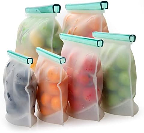 【Upgrade】Cadrim Reusable Extra Thick Silicone Food Storage Bags - 6 Packs Zipper Freezer Bags For Marinate Meats Sandwich, Snack, Cereal,Fruit Meal Prep, Leakproof, Dishwasher-Safe Lunch Storage Bags - Thumbnail 2