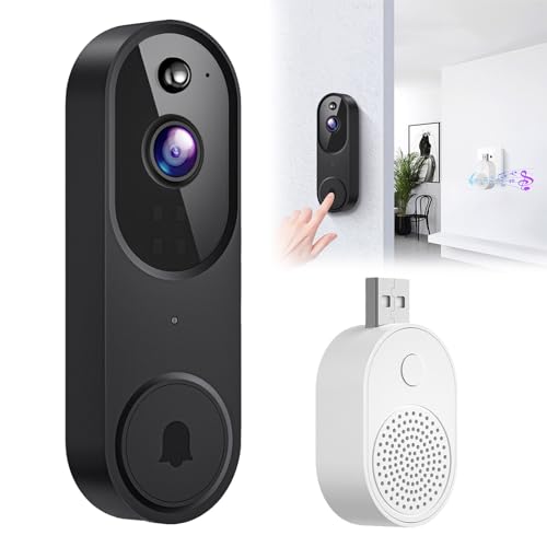 Timbre de video inalámbrico seguro, cámara HD de 1080p con visión nocturna, audio de 2 vías, detección de movimiento y almacenamiento en la nube, timbre de seguridad para el hogar inteligente