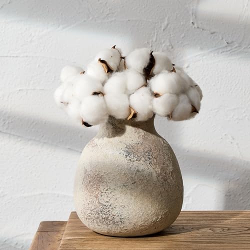 PORCER Rustikale Keramik-Blumenvase, 15,5 cm, niedlicher Boho-Stil, für...