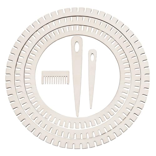 Hoite Kit de telares de madera de 3 tamaños con forma de engranaje, agujas y peine para manualidades, posavasos para principiantes, sombreros y arte de pared.