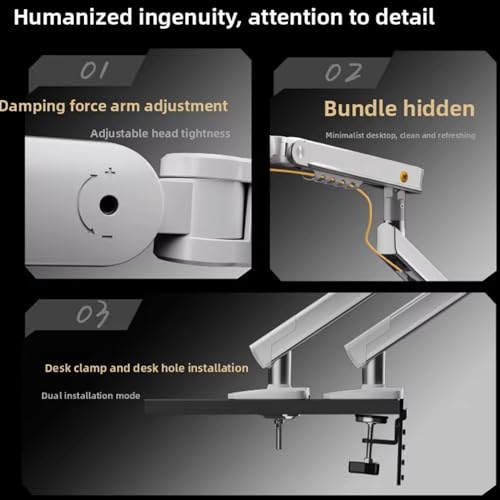 Image of NB Ergonomic 17-32 inch Monitor Desk Arm 360 Degree Movement Heavy Duty 2-12 kgs Load Capacity (Silver, Single Arm)