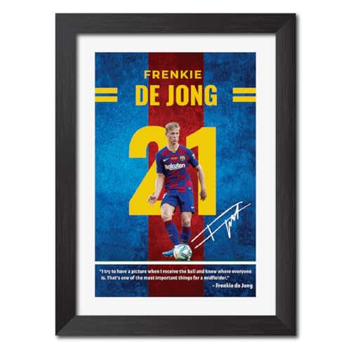 Image of TenorArts Frenkie de Jong Quotes Poster Frame Barcelona Laminated Photo Framed Painting with Matt Finish Black Textues (12 inches x 9inches)