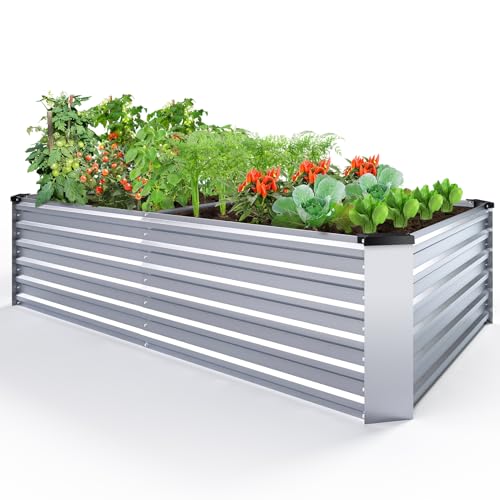 Concho 8x4x2 ft Galvanized Raised Garden Bed, Deep Root Planter B...