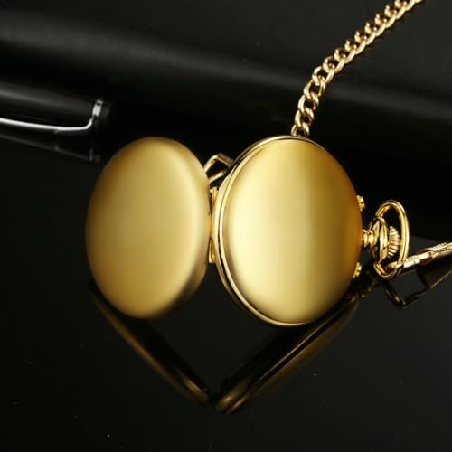 Image of BOSHIYA Smooth Quartz Pocket Watches for Men Multifunctional Chronograph Classic Vintage Mens Womens Pocket Watch with Chain Christmas Graduation Birthday Gifts Fathers Day