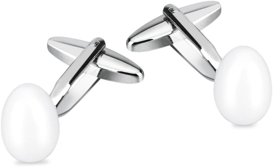 Men's French Shirt Cufflinks Personality White Lacquered Egg Cufflink Cuff Links