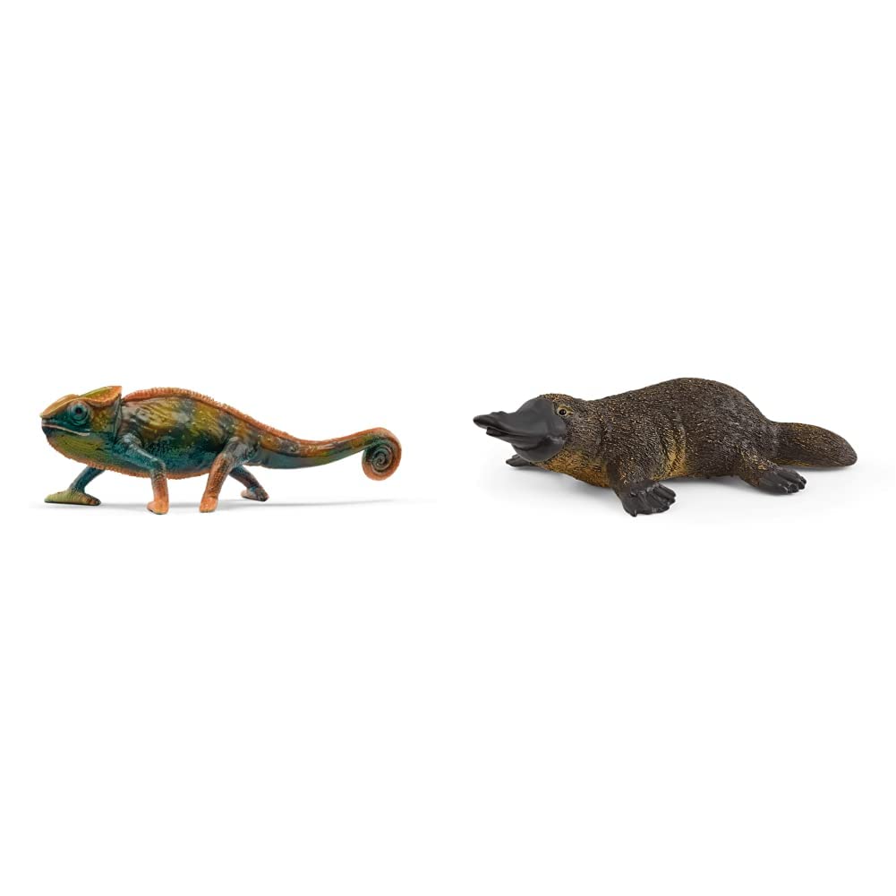 SCHLEICH 14858 Chamäleon, für Kinder ab 3+ Jahren, WILD Life - Spielfigur 14840 Schnabeltier, für Kinder ab 3+ Jahren, WILD Life - Spielfigur