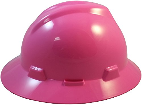 Msa V Full Brim Hard Hats W/ Fastrac Iii Suspensions With Handy Tote Bag - Hot Pink #TOP1