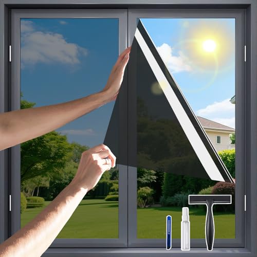 One Way Privacy Window Film，Flueen Shatterproof PET Window Tint for Heat Control & 99% UV...
