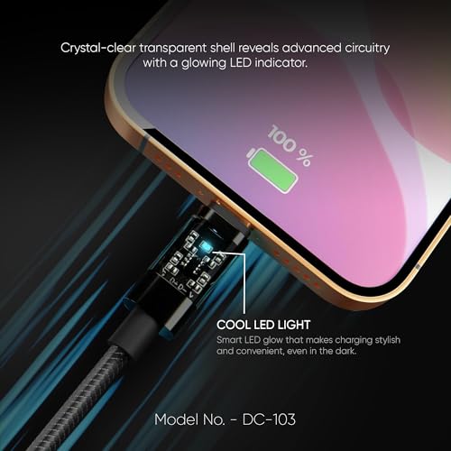 Image of Vismac 60W USB to Type-C Double Braided Fast Charging & Sync Cable with LED Indicator and Gold-Plated Connectors(1.2M).