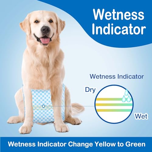 Image of Disposable Belly Bands for Male Dog, Super Absorbent L 20 Count | Soft & Super Absorbent Dog Wraps with Wetness Indicator, Leakproof Protection for Training, Incontinence