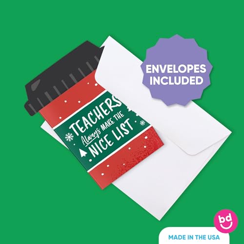 Big Dot of Happiness Assorted Teacher Holiday Presents Coffee Cup Gift Card Holders with Envelopes, Teacher Appreciation Christmas Gift Card Sleeves and Cash Money Holders, Nifty Gifty Pack, Set of 8