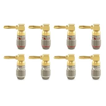 Nakamichi FanLock Excel-serie 24k vergulde banaanstekker 10 AWG - 18 AWG maat 4 mm voor luidsprekers versterker hifi-stereo thuisbioscoop radio audiokabel snelconnector 24 stuks (12-paar