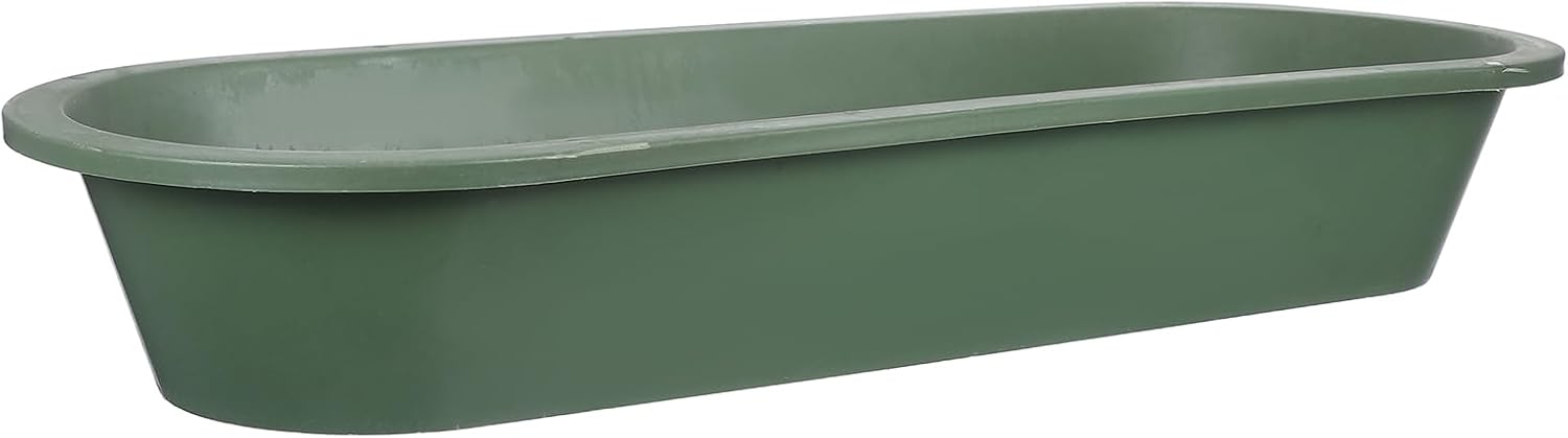Milisten Feeding Trough: Heavy-Duty Oval Livestock Feed and Water Container - Thickened Plastic Feeder for Pigs, Goats, Sheep, Cows, Chickens, Ducks, Olive Green