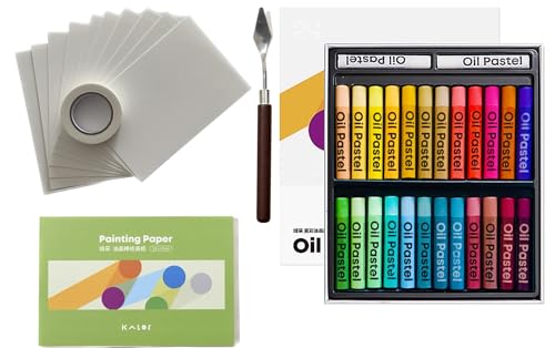 Vibrant Splash: 24 Classic Colors Oil Pastels Kit – Non-Toxic, Safe, Washable, Smooth & Water Soluble Crayons with Painting Accessories