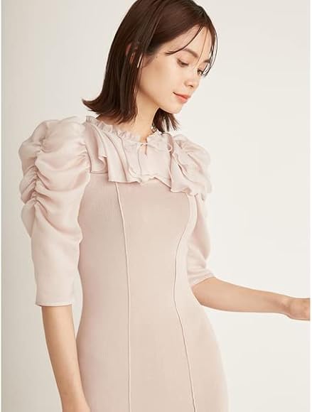 Amazon.co.jp: [SNIDEL] デコルテフリルニットワンピ SWNO231113 