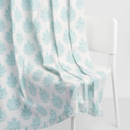 Image of haus & kinder Digital Printed Cotton Door Curtains 7 Feet Long Pack of 2 Door Curtains, 7 Feet Curtains for Door (Ciel Botanique, Blue 130x213 CM)